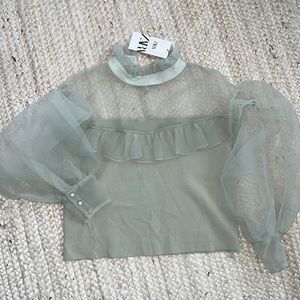Zara organza sleeve sweater